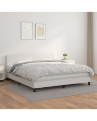 Sommier à lattes de lit avec matelas Blanc 160x200cm Similicuir | Mobilier & Déco