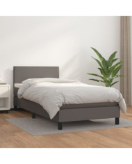 Sommier à lattes de lit avec matelas Gris 90x200 cm Similicuir | Mobilier & Déco