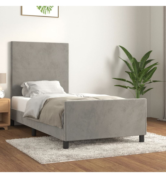 Cadre de lit sans matelas gris clair 80x200 cm velours | Mobilier & Déco