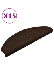 Tapis d'escalier autocollants 15pcs Marron 65x21x4cm Aiguilleté | Mobilier & Déco