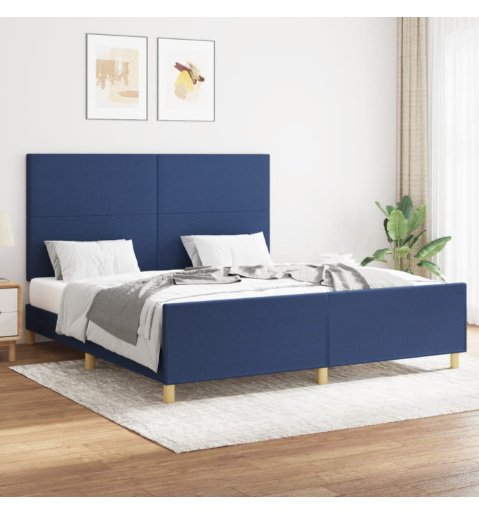 Cadre de lit sans matelas bleu 160x200 cm tissu | Mobilier & Déco