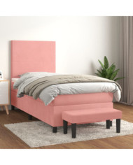 Sommier à lattes de lit avec matelas Rose 90x190 cm Velours | Mobilier & Déco