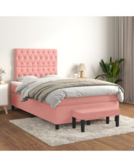 Sommier à lattes de lit avec matelas Rose 120x200 cm Velours | Mobilier & Déco