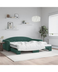 Lit de jour avec gigogne sans matelas vert foncé 100x200 cm | Mobilier & Déco