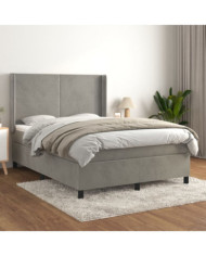 Sommier à lattes de lit et matelas Gris clair 140x200cm Velours | Mobilier & Déco