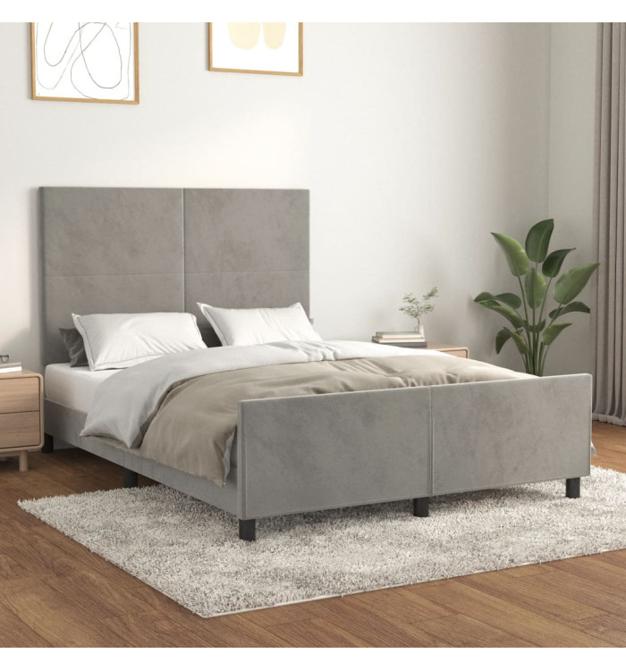 Cadre de lit sans matelas gris clair 140x200 cm velours | Mobilier & Déco