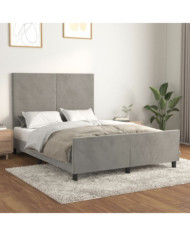 Cadre de lit sans matelas gris clair 140x200 cm velours | Mobilier & Déco
