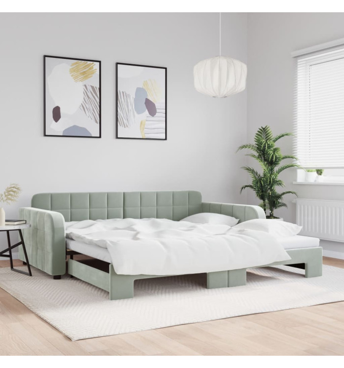 Lit de jour avec gigogne sans matelas gris clair 100x200 cm | Mobilier & Déco