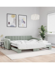 Lit de jour avec gigogne sans matelas gris clair 100x200 cm | Mobilier & Déco