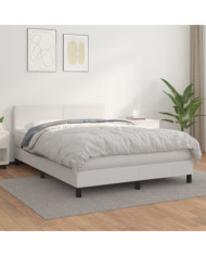 Sommier à lattes de lit avec matelas Blanc 140x200cm Similicuir | Mobilier & Déco