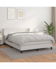 Sommier à lattes de lit avec matelas Blanc 140x200cm Similicuir | Mobilier & Déco