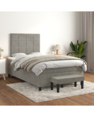 Sommier à lattes de lit et matelas Gris clair 120x200cm Velours | Mobilier & Déco