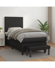 Sommier à lattes de lit avec matelas Noir 90x190 cm Similicuir | Mobilier & Déco