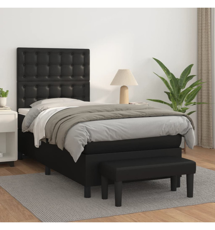 Sommier à lattes de lit avec matelas Noir 100x200 cm Similicuir | Mobilier & Déco