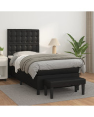 Sommier à lattes de lit avec matelas Noir 100x200 cm Similicuir | Mobilier & Déco