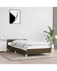 Cadre de lit sans matelas marron foncé 90x190 cm tissu | Mobilier & Déco