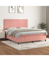 Sommier à lattes de lit avec matelas Rose 160x200 cm Velours | Mobilier & Déco