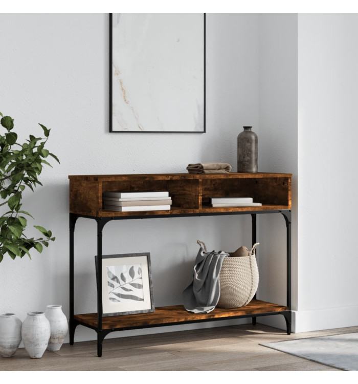 Table console chêne fumé 100x30,5x75 cm bois d'ingénierie | Mobilier & Déco