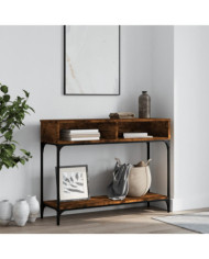 Table console chêne fumé 100x30,5x75 cm bois d'ingénierie | Mobilier & Déco
