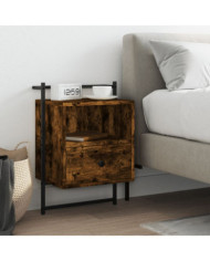 Table de chevet murale chêne fumé 40x30x61 cm bois d'ingénierie | Mobilier & Déco