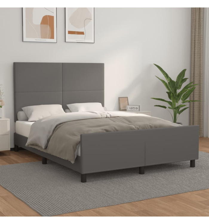 Cadre de lit sans matelas gris 140x200 cm similicuir | Mobilier & Déco