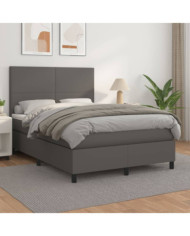 Sommier à lattes de lit avec matelas Gris 140x200 cm Similicuir | Mobilier & Déco