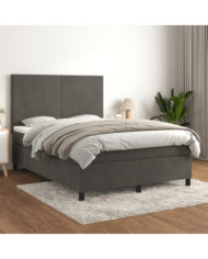 Sommier à lattes de lit et matelas Gris foncé 140x190cm Velours | Mobilier & Déco