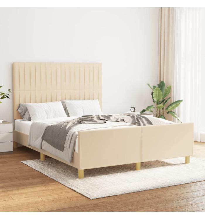 Cadre de lit sans matelas crème 140x190 cm tissu | Mobilier & Déco