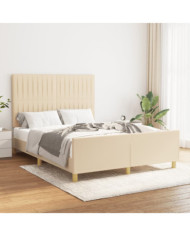 Cadre de lit sans matelas crème 140x190 cm tissu | Mobilier & Déco