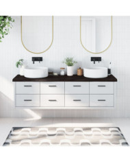 Comptoir de salle de bain marron foncé bois massif traité | Mobilier & Déco