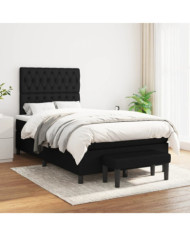 Sommier à lattes de lit avec matelas Noir 120x200 cm Tissu | Mobilier & Déco