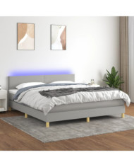Sommier à lattes de lit matelas LED Gris clair 160x200 cm Tissu | Mobilier & Déco