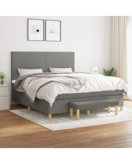 Sommier à lattes de lit avec matelas Gris foncé 160x200cm Tissu | Mobilier & Déco