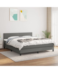Sommier à lattes de lit avec matelas Gris foncé 160x200cm Tissu | Mobilier & Déco