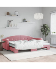 Lit de jour avec gigogne sans matelas rose 80x200 cm | Mobilier & Déco