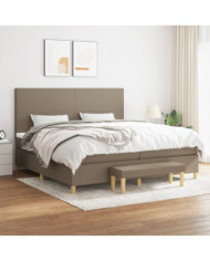 Sommier à lattes de lit avec matelas Taupe 200x200 cm Tissu | Mobilier & Déco