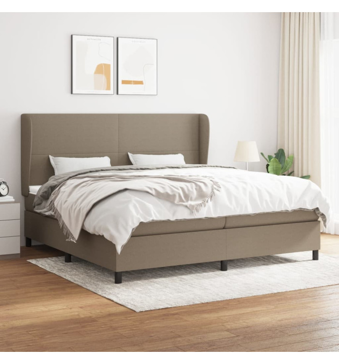 Sommier à lattes de lit avec matelas Taupe 200x200 cm Tissu | Mobilier & Déco