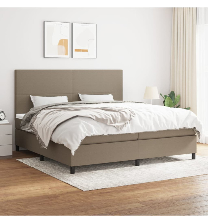 Sommier à lattes de lit avec matelas Taupe 200x200 cm Tissu | Mobilier & Déco