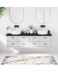 Comptoir de salle de bain marron foncé bois massif traité | Mobilier & Déco