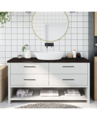 Comptoir de salle de bain marron foncé bois massif traité | Mobilier & Déco