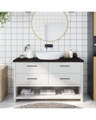 Comptoir de salle de bain marron foncé bois massif traité | Mobilier & Déco