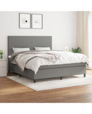 Sommier à lattes de lit avec matelas Gris foncé 160x200cm Tissu | Mobilier & Déco