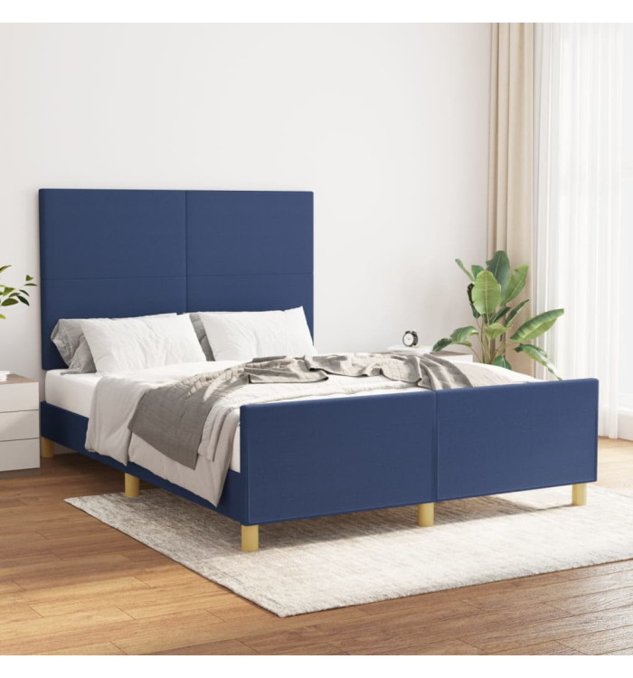 Cadre de lit sans matelas bleu 140x190 cm tissu | Mobilier & Déco