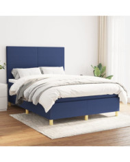 Sommier à lattes de lit avec matelas Bleu 140x190 cm Tissu | Mobilier & Déco