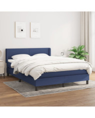 Sommier à lattes de lit avec matelas Bleu 140x200 cm Tissu | Mobilier & Déco