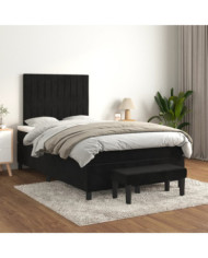 Sommier à lattes de lit avec matelas Noir 120x200 cm Velours | Mobilier & Déco