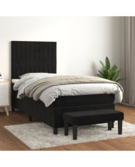 Sommier à lattes de lit avec matelas Noir 90x200 cm Velours | Mobilier & Déco