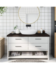 Comptoir de salle de bain marron foncé bois massif traité | Mobilier & Déco