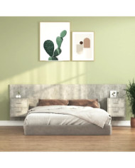 Tête de lit avec armoires Gris béton Bois d'ingénierie | Mobilier & Déco