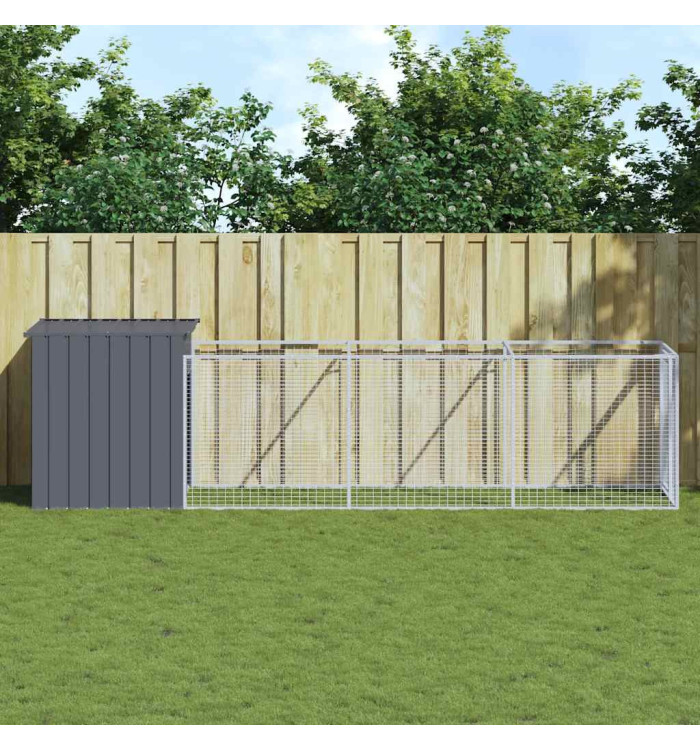 Niche pour chien avec cour anthracite 110x405x110 cm | Mobilier & Déco